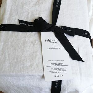 NWT West Elm Belgium Linen Sheet Set Queen Bedding